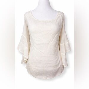 Earthbound Trading Co Ivory Gauze Butterfly Sleeve Peasant Top XL